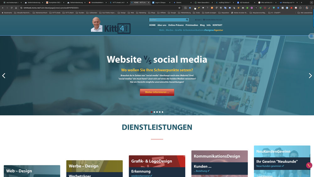 Screenshot Homepage, der Website KITTL4web.at