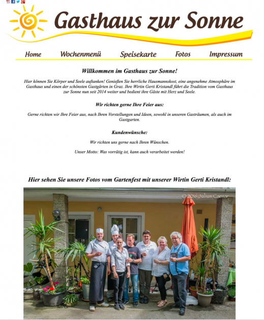 Altes Website-Design von Gasthaus zur Sonne Graz