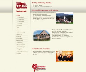 Screenshot der Website Trautentalwirt Johann Rainer